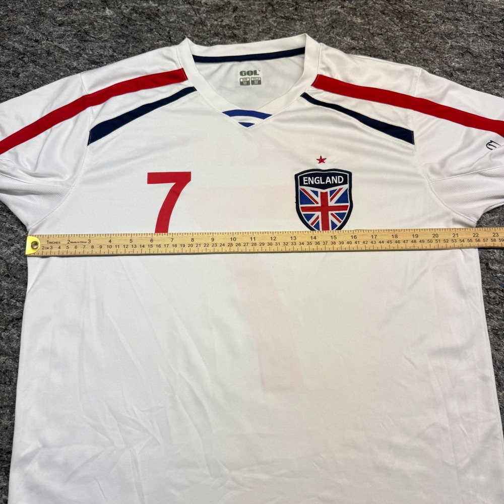 GOL England Soccer Jersey Mens Medium White Red Blue Number 7 Football Shirt - Picture 3 of 10